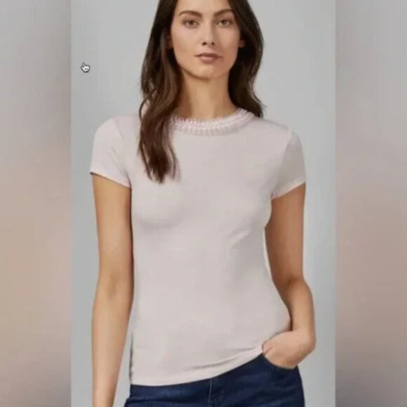 Ted Baker London Women's Black Jacii Tee Shirt with Ribbon Detail Collar Size 4 - Picture 4 of 6